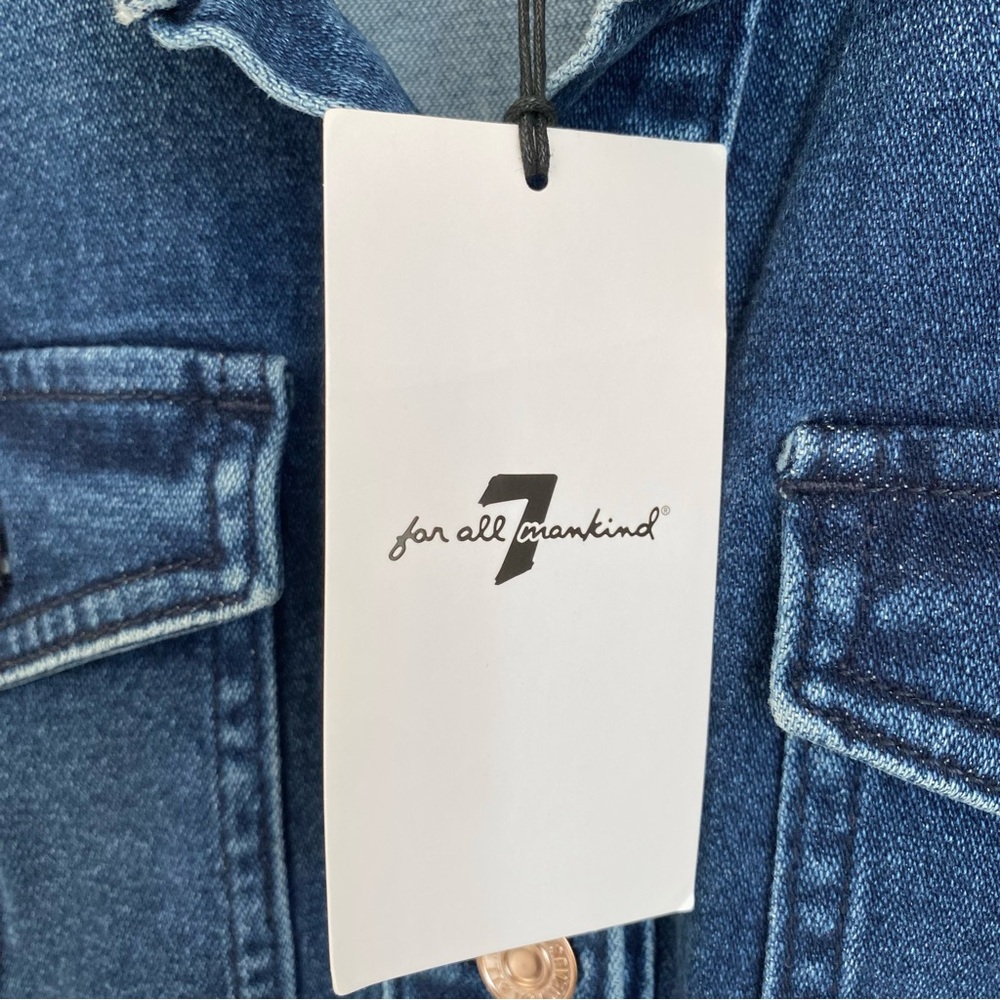 7 For All Mankind Dark Blue Denim Midi Dress - Picture 6 of 6